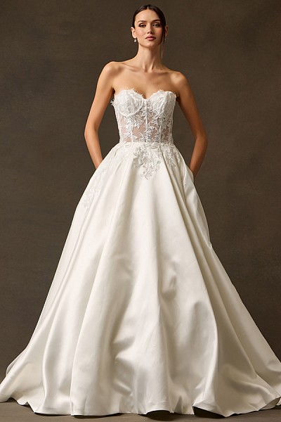 Floral Lace Sheer Corset Mikado Bal...