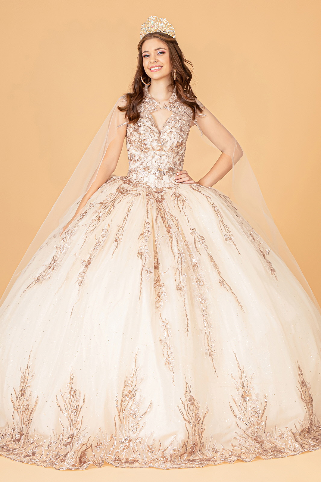 Sequin Glitter Embellished Quinceanera Ballgown