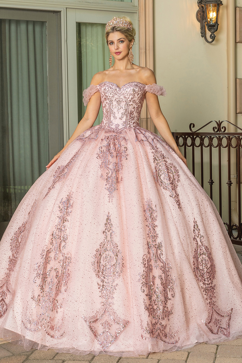 Off Shoulder Sequin/Glitter Quinceanera Ball Gown