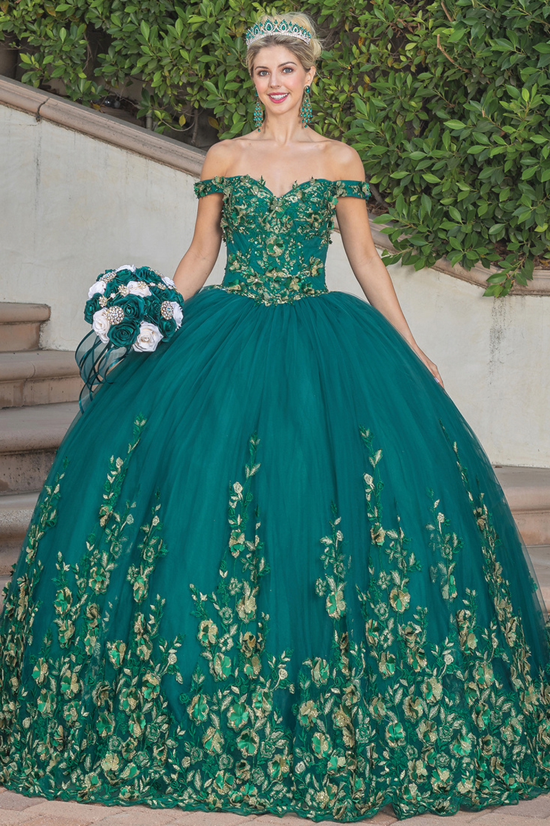 Off Shoulder Two Tone Embroidery Quinceanera Ball Gown