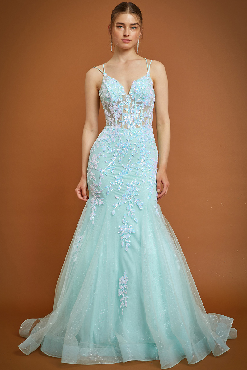 Sleeveless Sweetheart Illusion Top Mermaid Dress