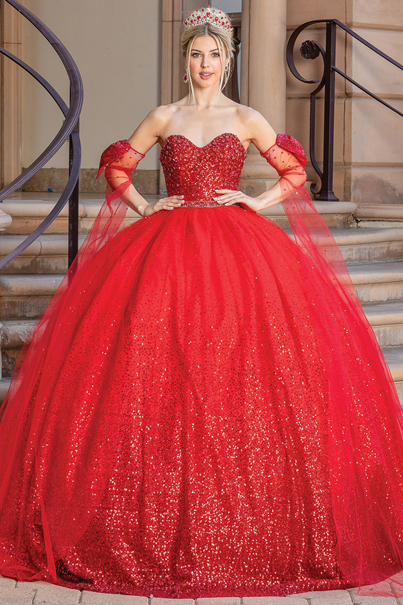Sweetheart Glitter Quince Ball Gown