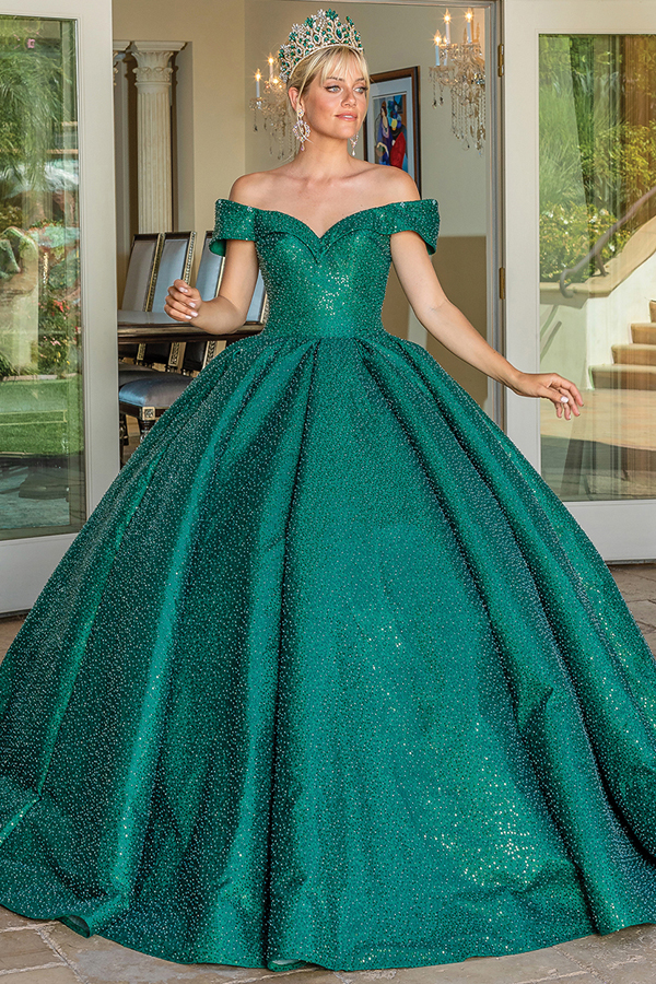 Off Shoulder Cape Quince Ball Gown