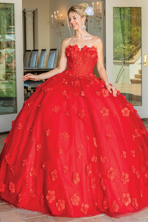 3D Floral Applique Quince Ball Gown