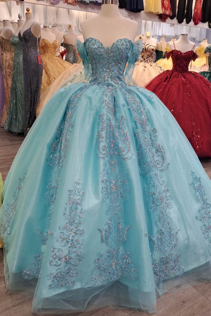 Sweetheart Cape Sleeve Sequin Glitter Ball Gown