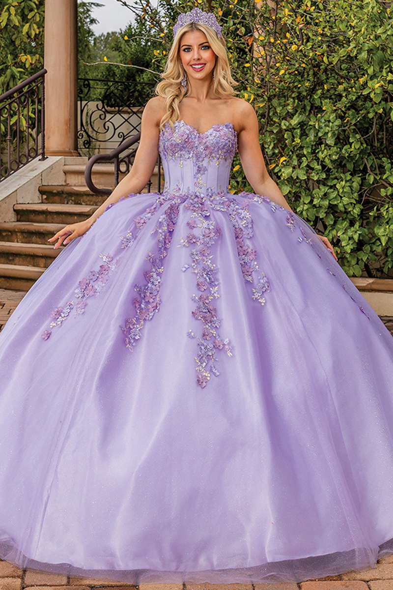 3D Floral Applique Sweetheart Ball Gown
