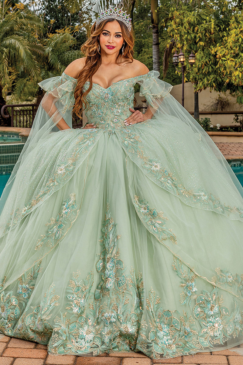 Layered Skirt Capelet Quinceanera Ball Gown