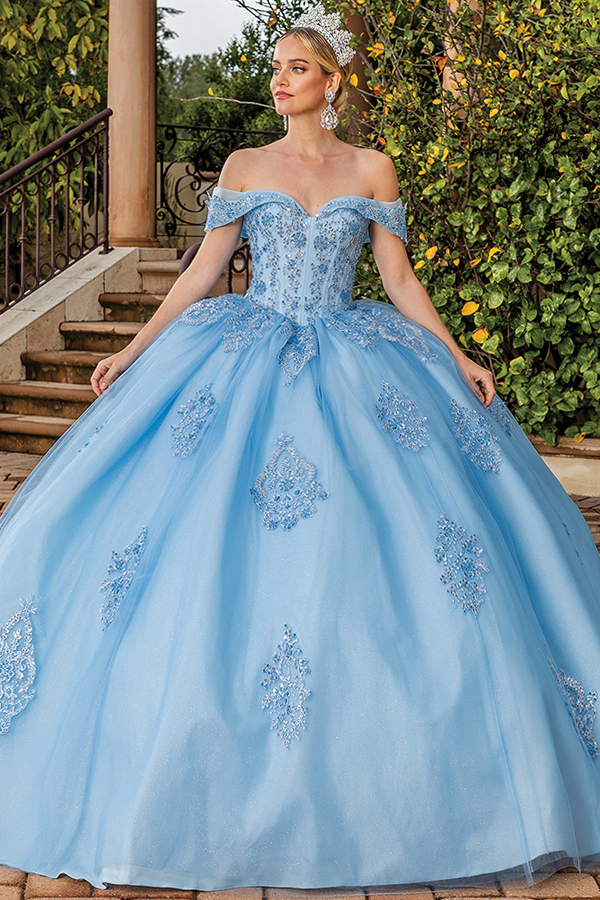 Off Shoulder Embellished Top Quincenera Ball Gown