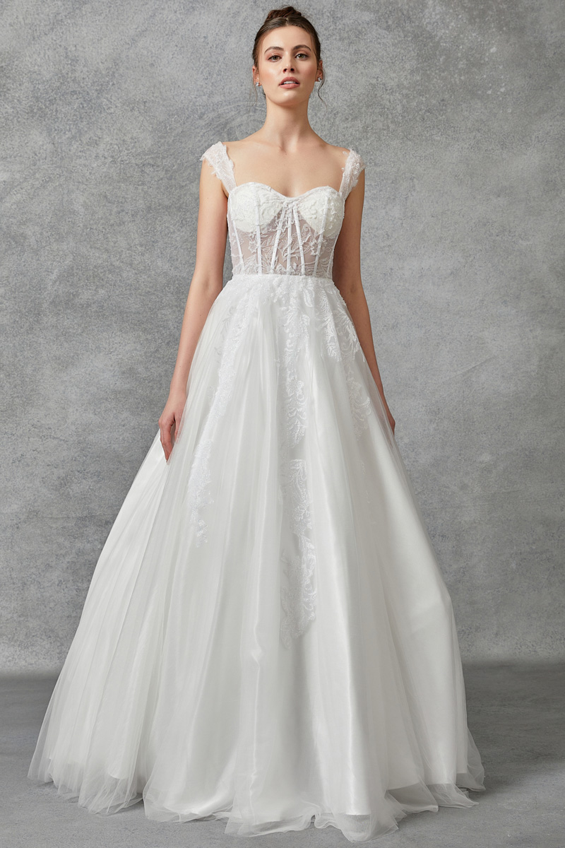 Lace Shoulder Straps A Line Wedding Gown