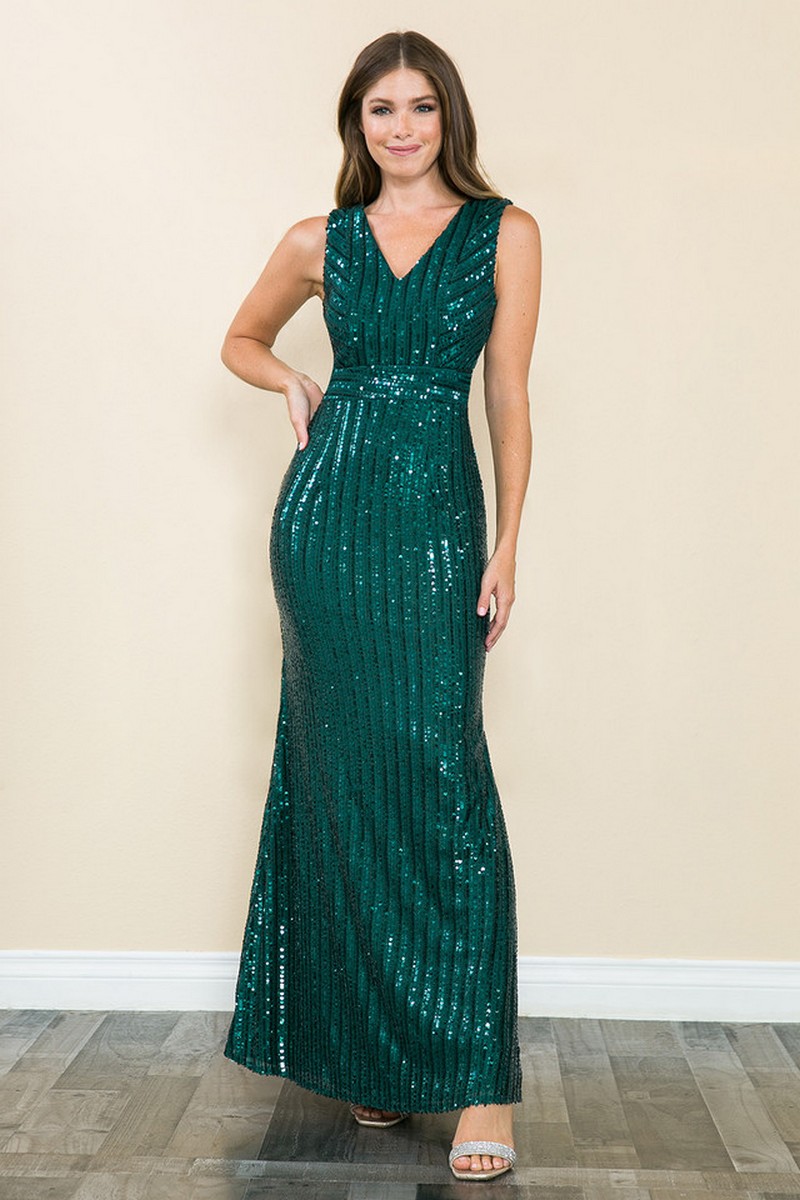 Sleeveless Sequin V-Neck Dress