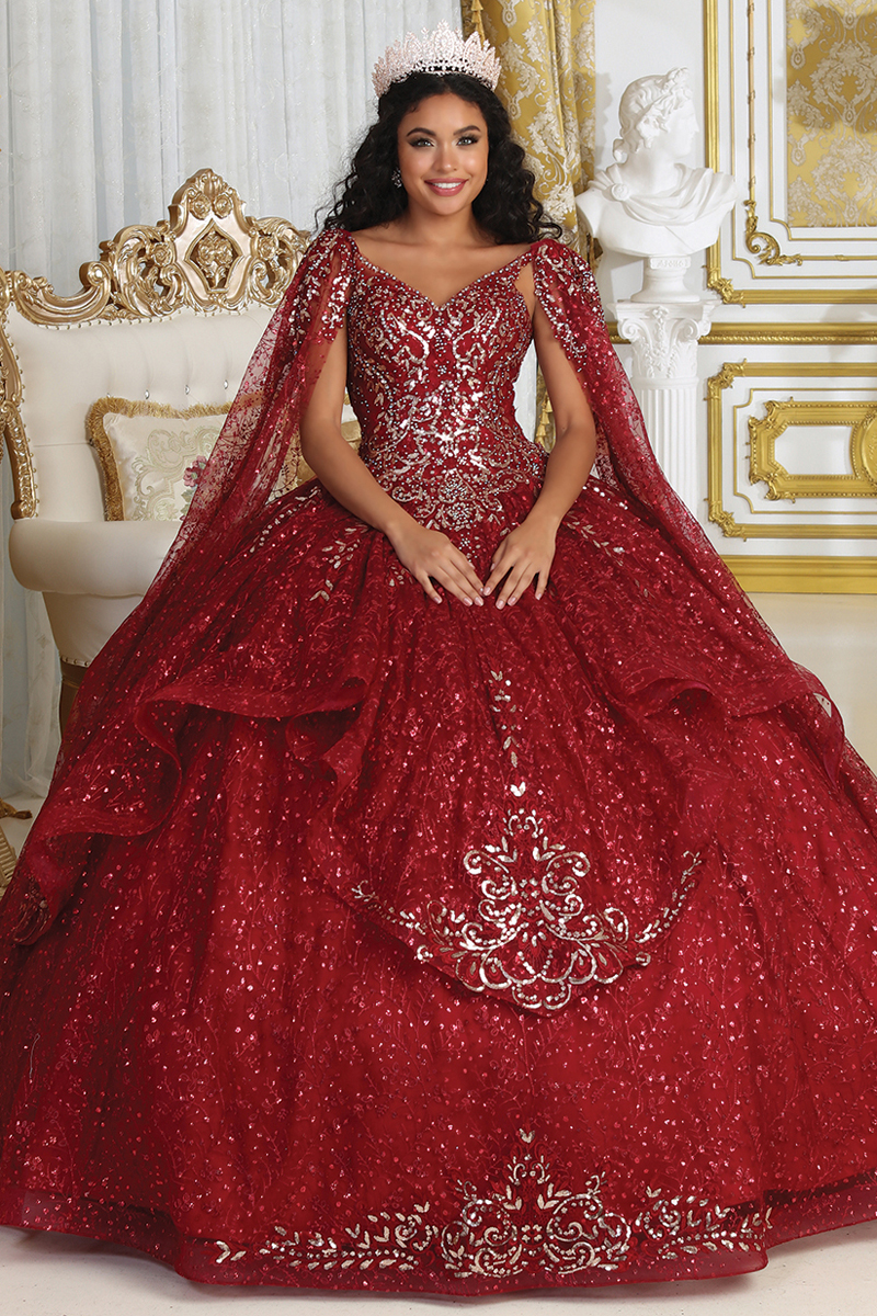 Embroidery Glitter Print Quinceanera Ball Gown