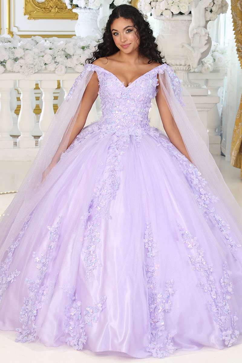 Off Shoulder Cape Sleeve Quinceanera Ball Gown
