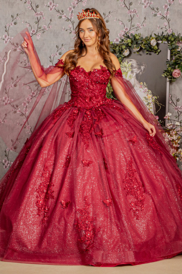 Off Shoulder Cape Sleeve Quinceanera Ball Gown