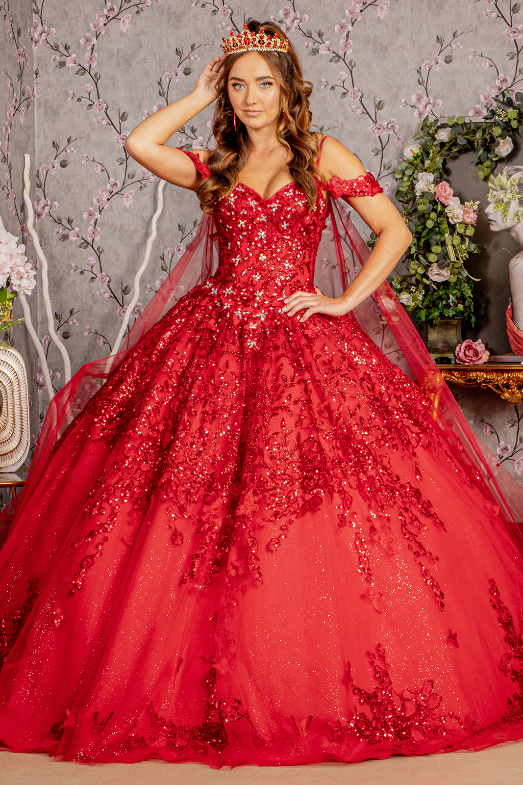 Off Shoulder Sweetheart Embellished Quinceanera Ball Gown