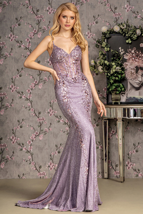 Bustier Illusion Top Sequin Detail Metallic Dress 