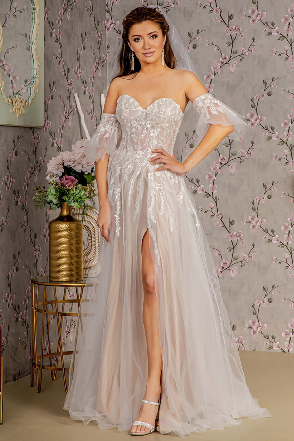 Sweetheart Bustier Illusion Top A Line Wedding Gown