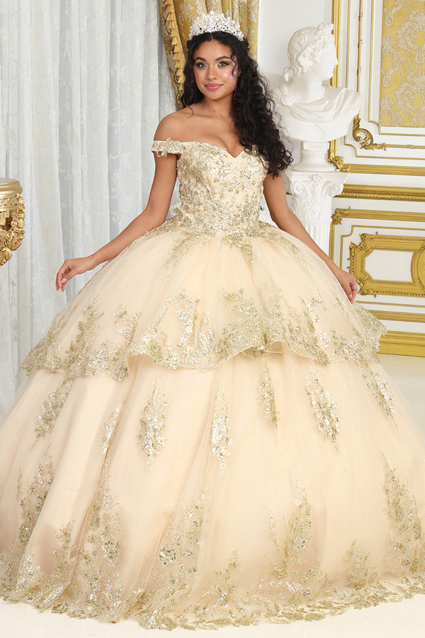 Off Shoulder Embroidery Jewel Detail Quinceanera Ball Gown