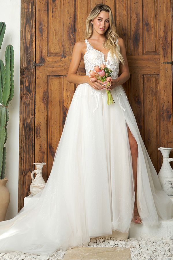 Sleeveless Lace A-Line Wedding Gown
