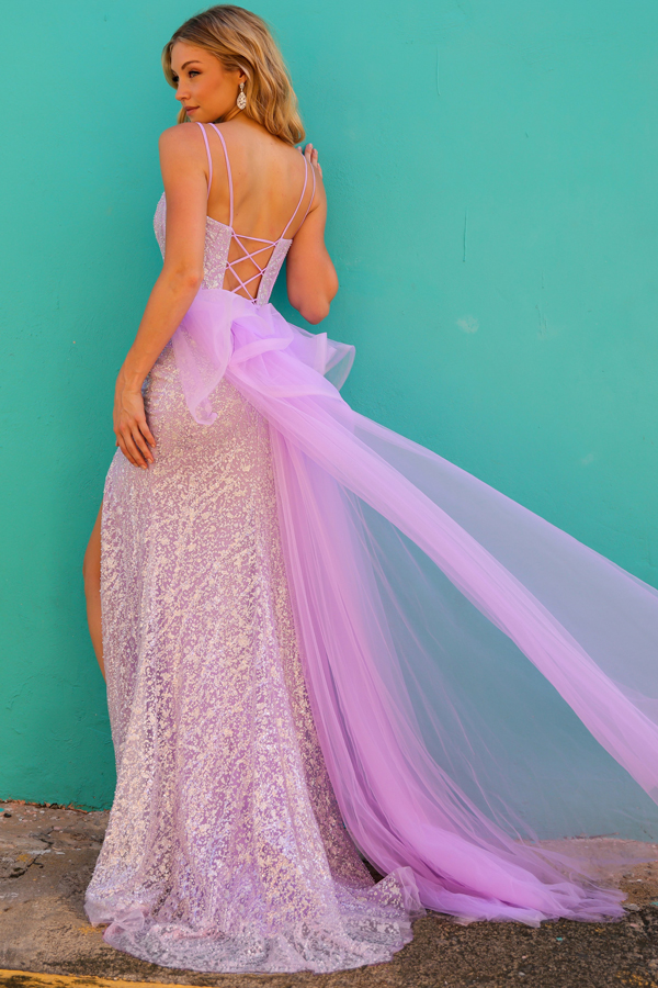 Glitter Print Dress with Mesh Waist Cape