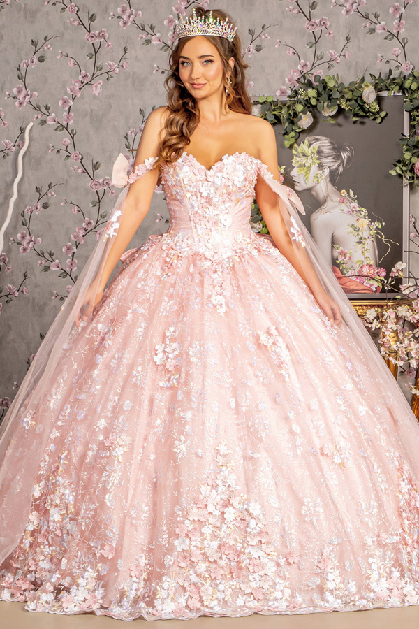Detachable Ribbons Jewel Mesh Quinceanera Ball Gown