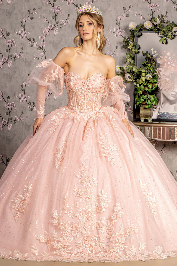 Detached Puff Sleeve Sweetheart Quinceanera Ball gown