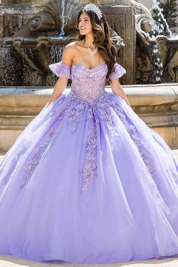 Sweetheart Strapless Detached Band Sleeve Quinceanera Ball Gown
