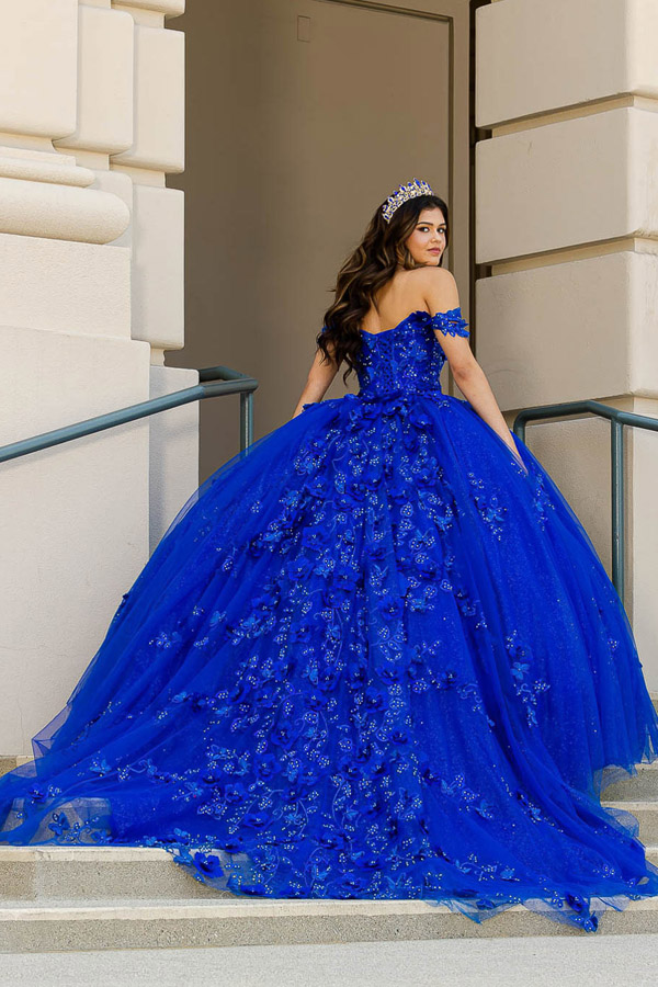 3D Applique Sweetheart Royal Blue Quinceanera Ball Gown
