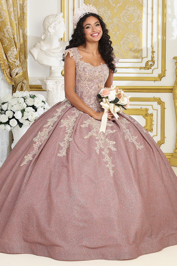 Sleeveless Scoop Neck Embroidery Metallic Quinceanera Ball Gown