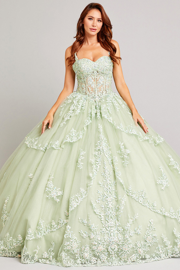 Sleeveless Sweetheart Lace Top Quinceanera Ball Gown
