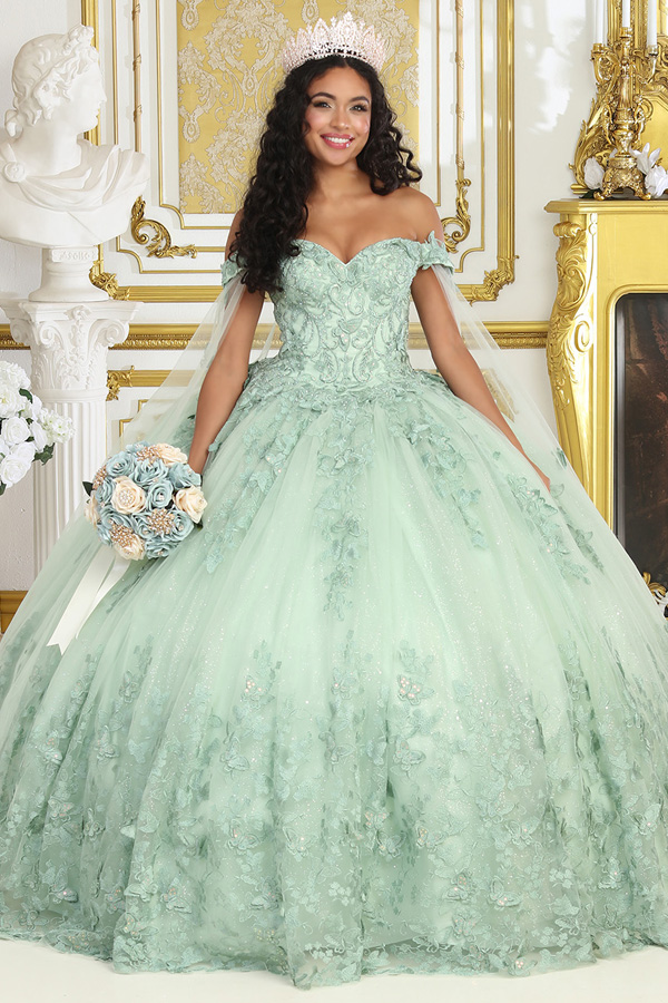 Sweetheart Off Shoulder Cape Sleeve Quinceanera Ball Gown