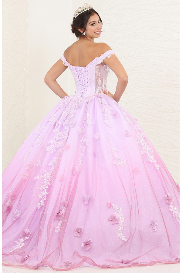 Off Shoulder Laced Illusion Top Quinceanera Ball Gown
