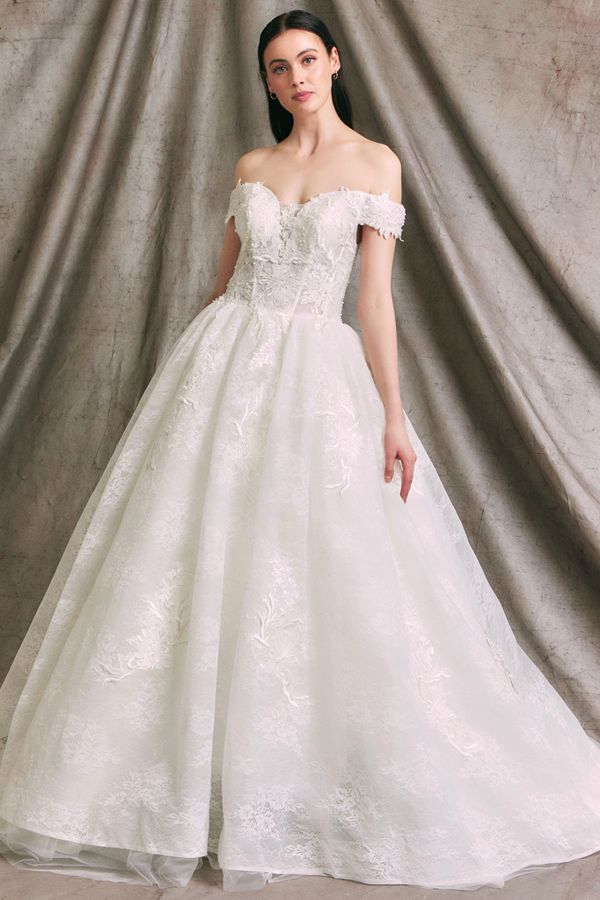 Off Shoulder Sweetheart A Line Wedding Gown
