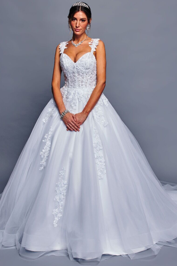 Sleeveless Lace Shoulder Straps A Line Wedding Dress