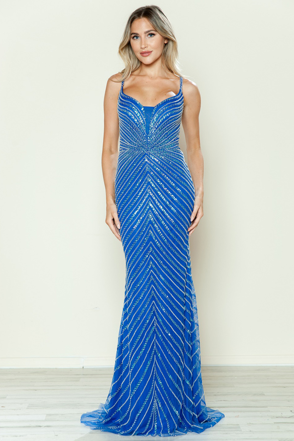 Sleeveless Sequin Bead Stripe Sheath Dress