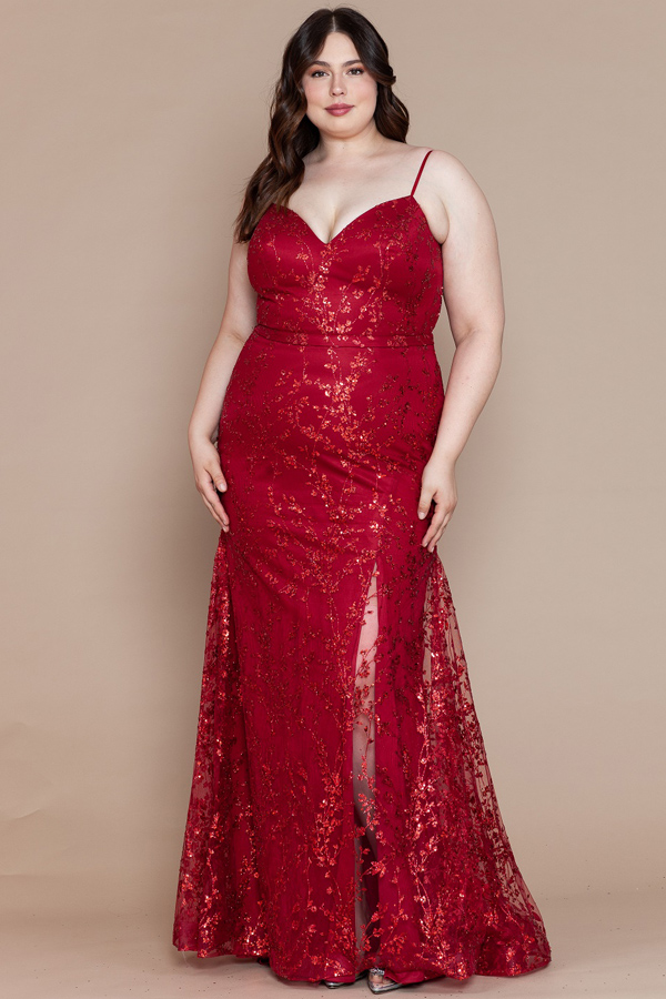 Curvy Sequin Glitter Mesh Mermaid Dress