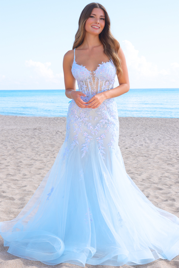 Sleeveless Embroidery Beaded Mermaid Dress