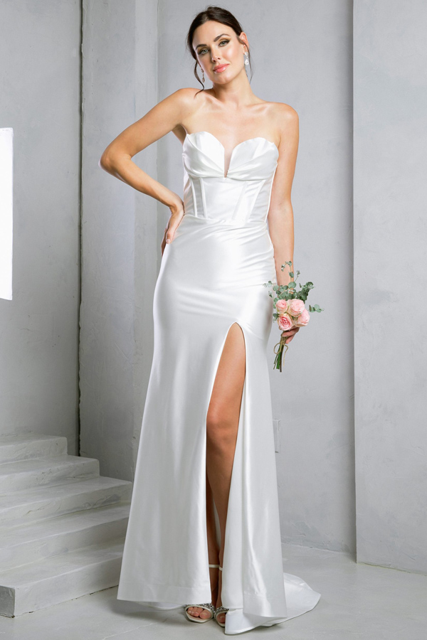 Sweetheart Bone Top Charmeuse Span Wedding Dress