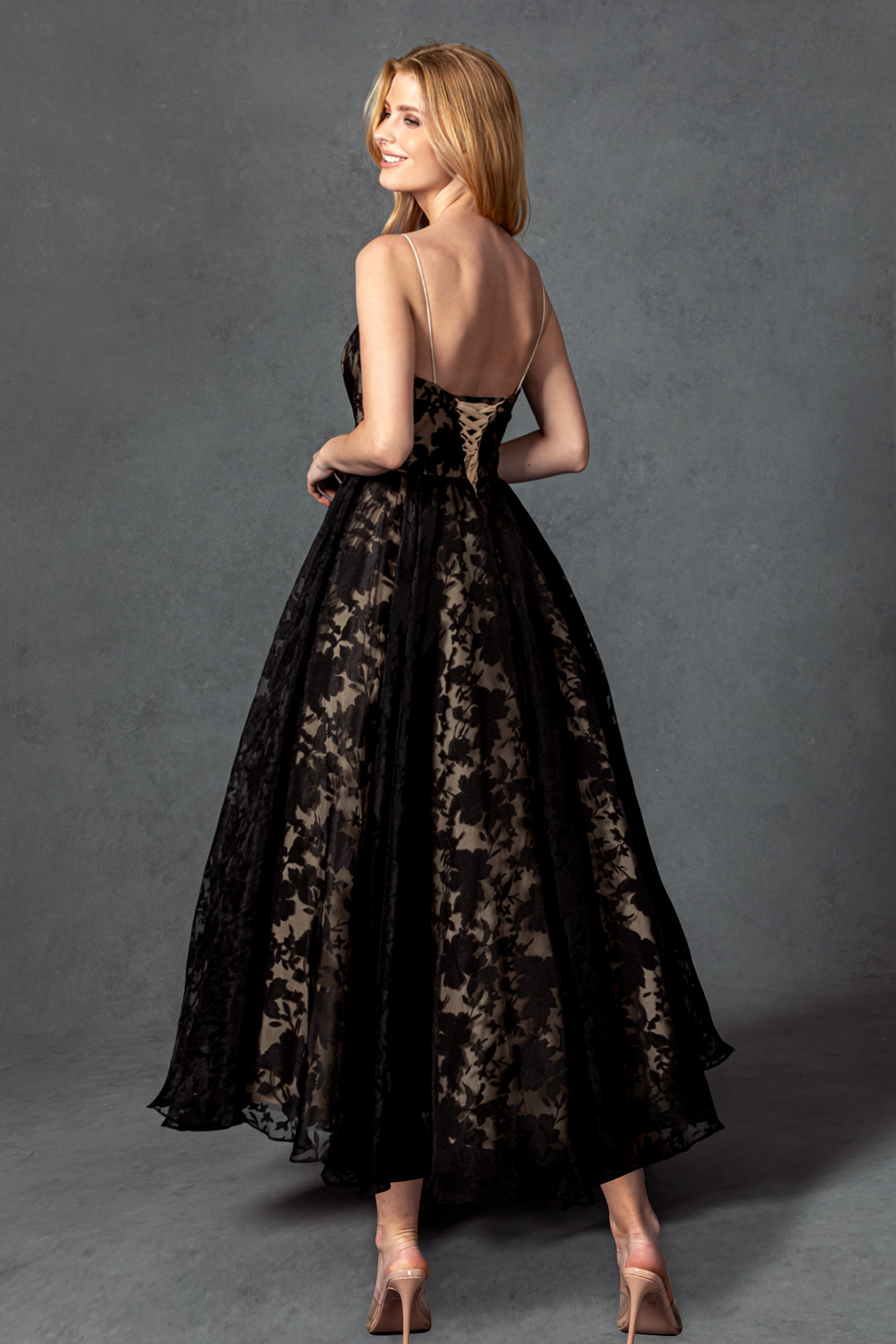 STRAPLESS, SWEETHEART, MIDI LENGTH DRESS