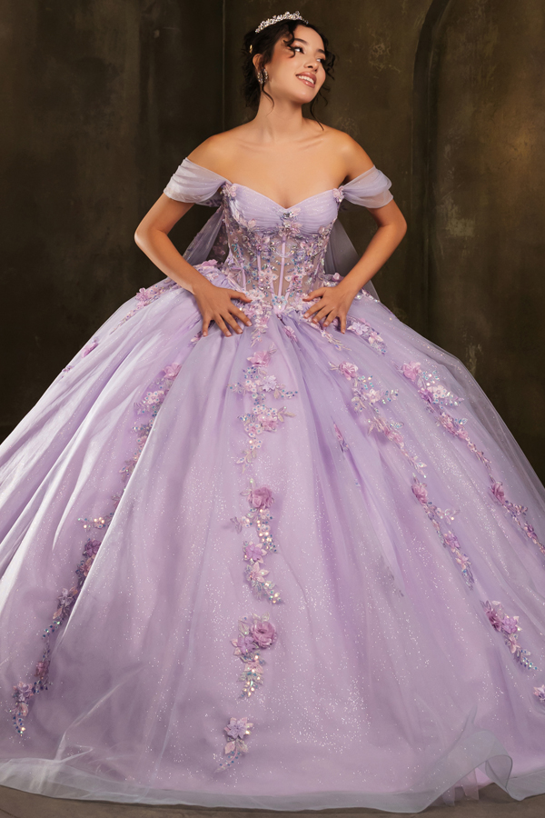 Off the Shoulder Sweetheart Illusion Top Ball Gown