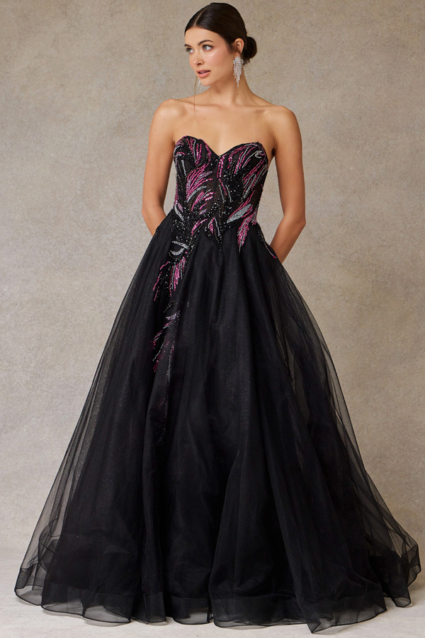 Strapless Sweetheart Glitter Sequin A Line Dress