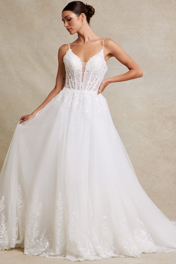 Sleeveless Spaghetti Straps A Line Wedding Dress