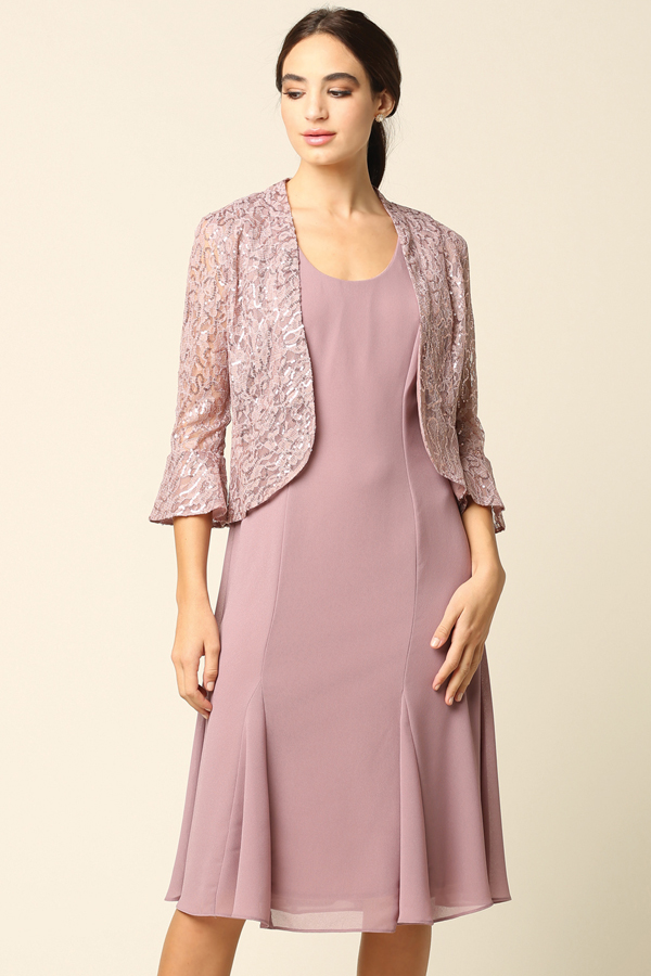 3 Piece Knee Length Pebble Georgette Mama Dress