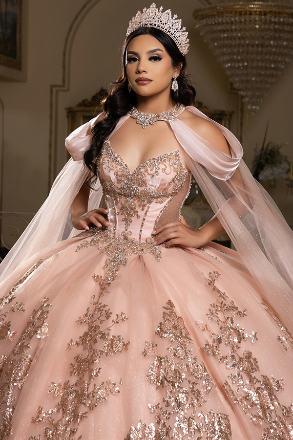 Neckband Capelet A Line Quinceanera Ball Gown