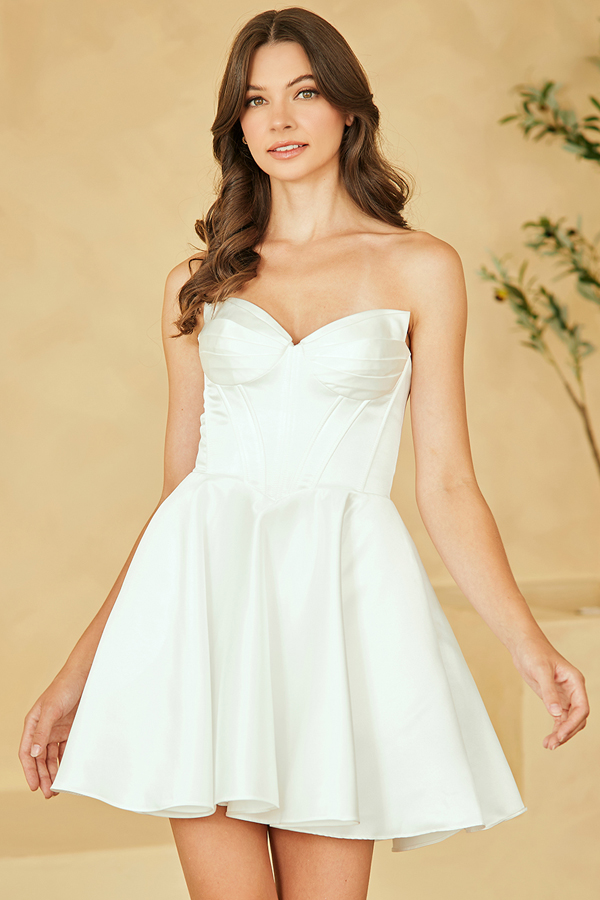 Strapless Sweetheart Satin Short Dress