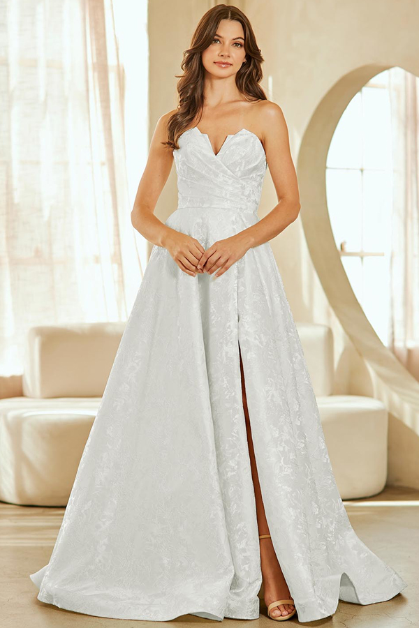 Strapless Sweetheart A-Line Jacquard Dress