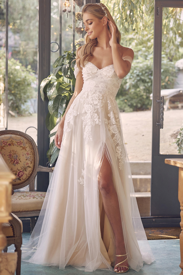 Strapless Off Shoulder A Line Wedding Gown