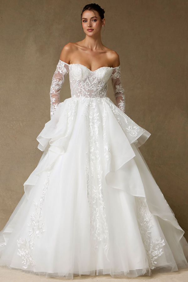Strapless Off Shoulder Long Sleeve A Line Wedding