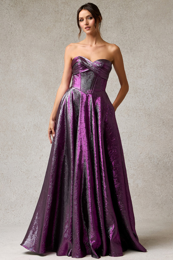 Strapless Sweetheart A Line Jacquard Dress