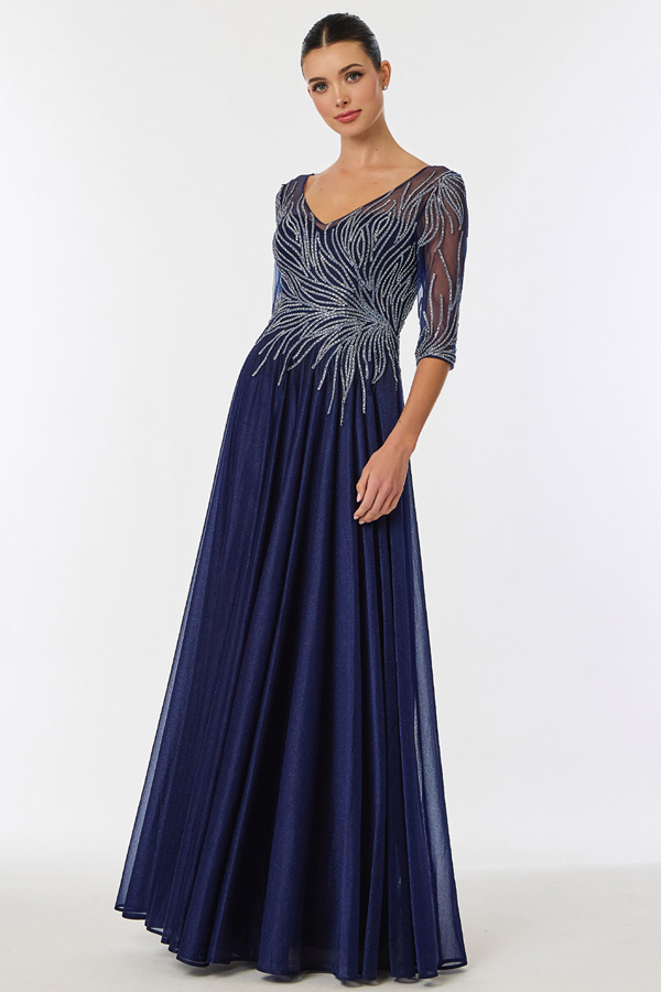 3/4 Sleeve V Neck Chiffon Mama Dress