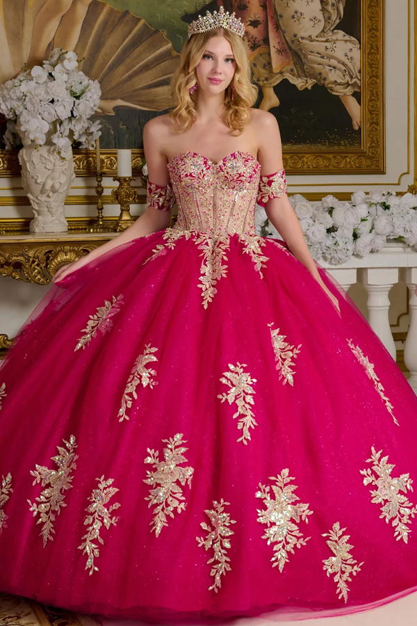 Detached Armband Embellished Quinceanera Dress